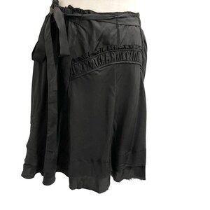 BCBG Maxazria 100% Silk Whimsigoth Goth Skirt Distressed Classic Black size XS